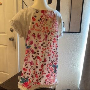 Umgee Cream Short Sleeve Top with Fringe